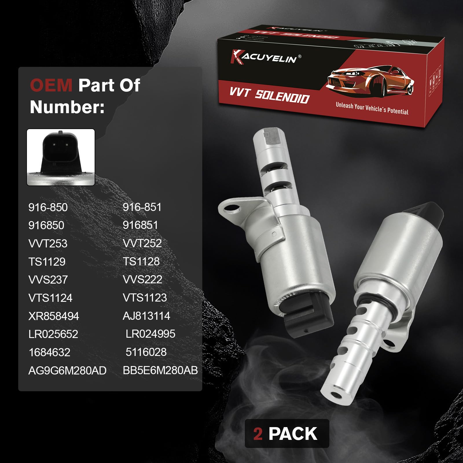 916850 916851 Valvola variabile del motore Timing VVT Solenoide di aspirazione e valvola di controllo dell'olio di scarico Solenoide compatibile con Jaguar XF Land Rover LR2 Range Rover Evoque