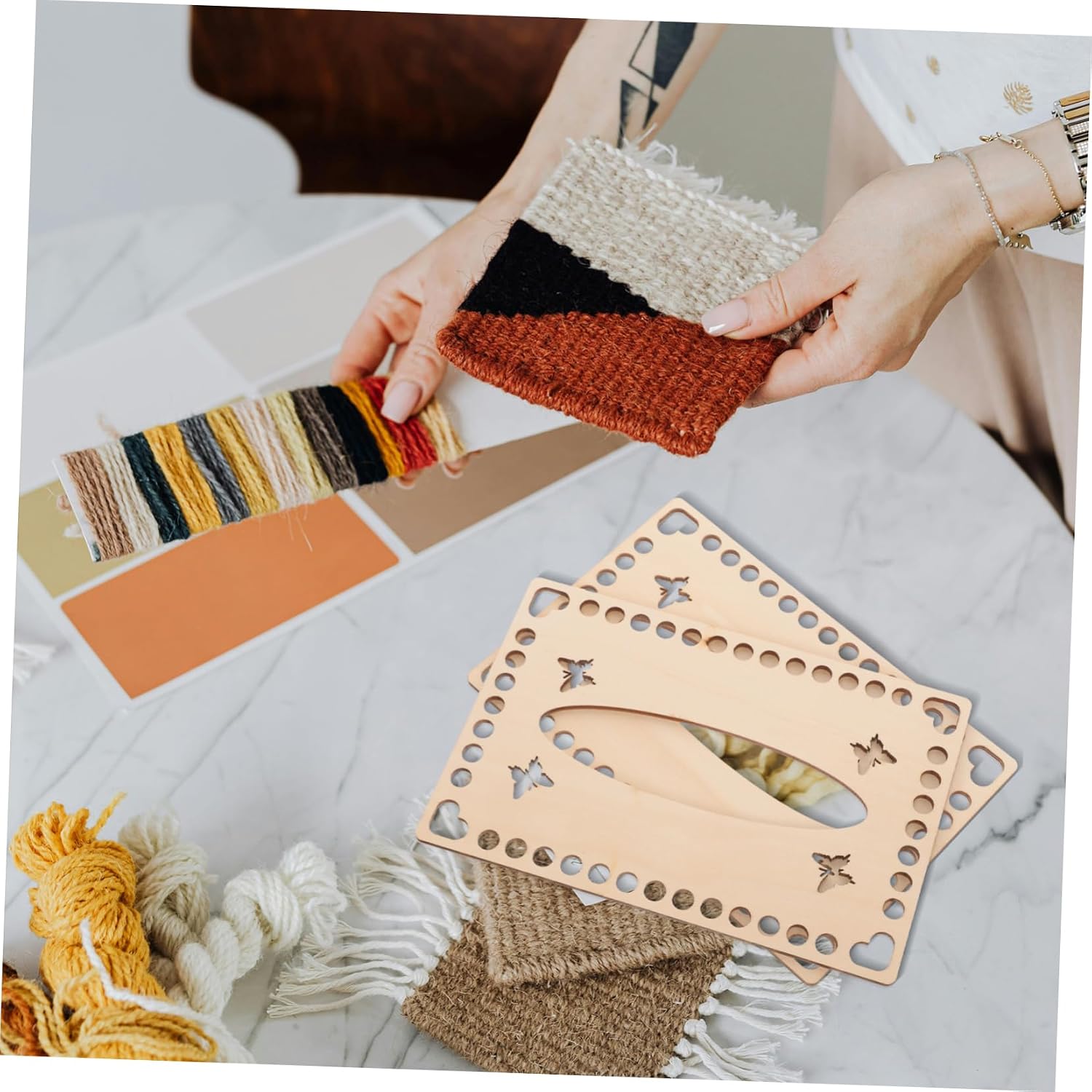 CORHAD 2pcs Wooden Crochet Basket Base Handbag Bottom Bases for DIY Crafting Sturdy Material Versatile Design for Knitting and Weaving Projects for Bag Making