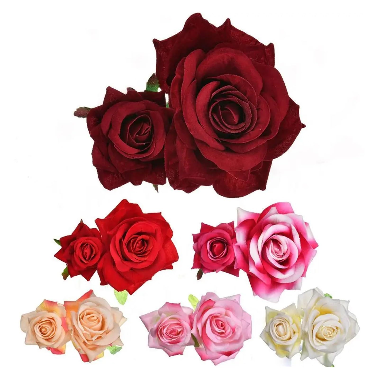 Flores Pelo 3 Piezas de Broche de Horquilla con Forma de Rosa for Novia, Accesorios for Fiesta de Dama de Honor y Boda, Pinza for el Cabello(Pink)
