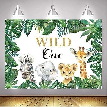 6x4ft Boy Wild One Backdrop Animals Greenery First Birthday Vinyl Background Photography Cute Jungle Animals Wild One Backdrops