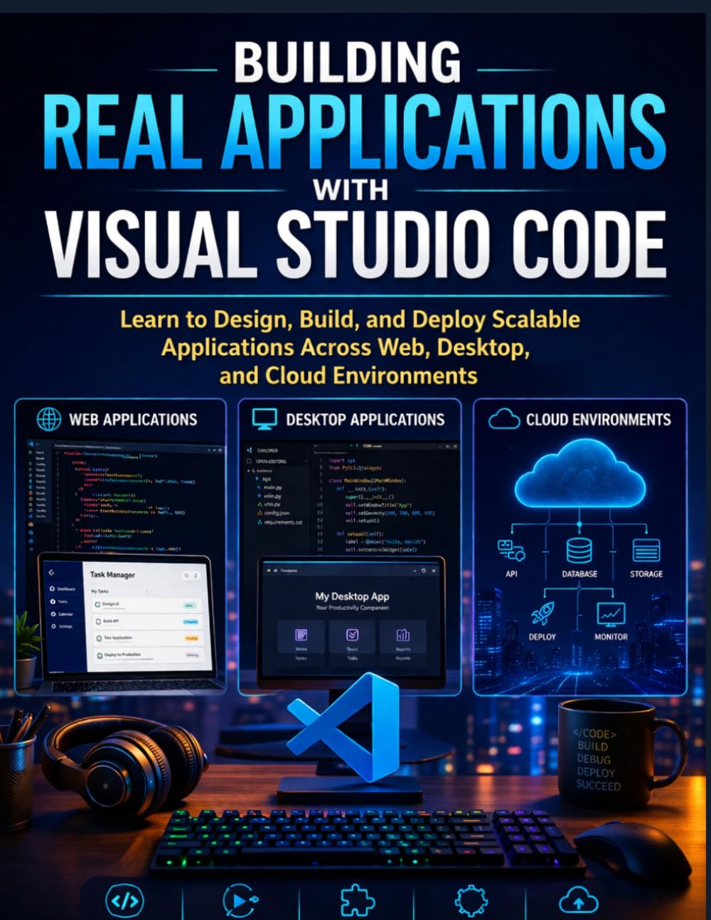 Building Real Applications with Visual Studio Code: Learn to Design, Build, and Deploy Scalable Applications Across Web, Desktop, and Cloud Environments