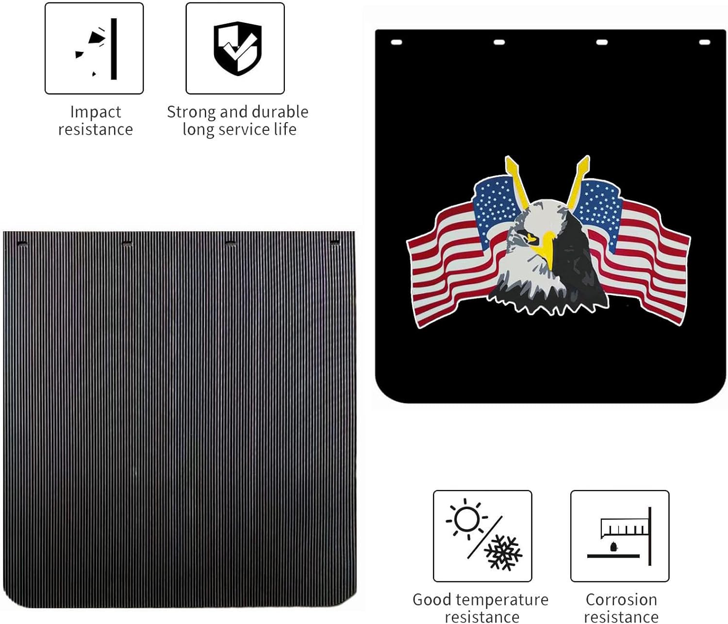 Semi Truck Mud Flaps 24"x24" Mud Flaps for Semi Trucks Trailer Tractor Heavy-Duty Polymer Semi Mud Flaps Easy Installation Black Universal Truck Mud Flaps 2PCS (24MFBK-XEG)