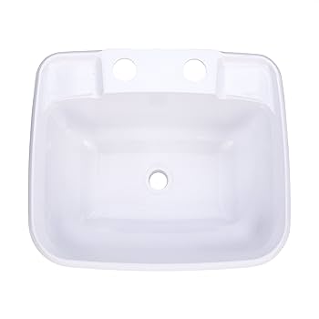 RecPro RV Rectangle Bathroom Sink (White) w/Brushed Nickel