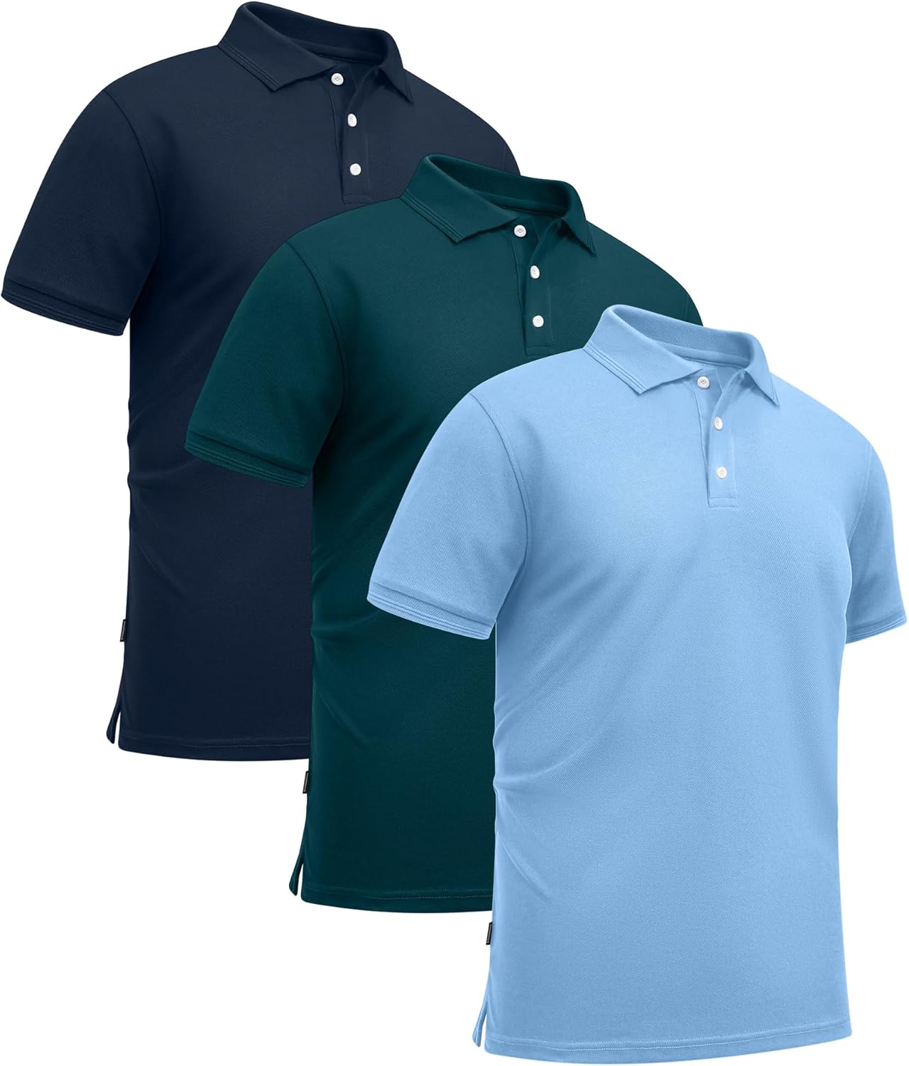ZITY 3 Pack Mens Polo Shirts Short Sleeve Sports Moisture-Wicking Golf Shirt Business Causal Summer Tops