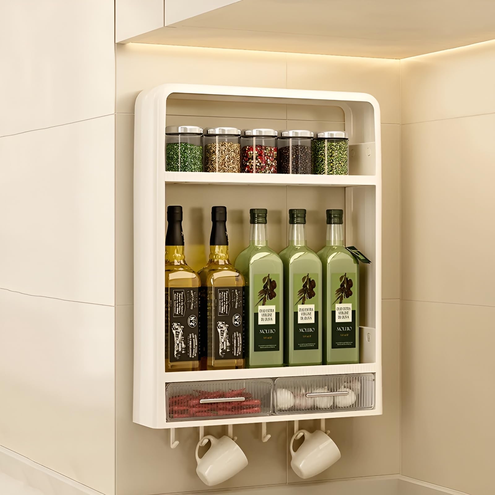 KREPS Plastic Shower Caddy Shelf Organizer Rack,Self Adhesive,Multifunctional Shelf Over Wall Mounted Bathroom Toilet Shelving For Bedroom&Kitchen Decoration. (3-Layer With Drawers&Hooks) (B0CWDD6X94) Amazon Price History, Amazon Price Tracker