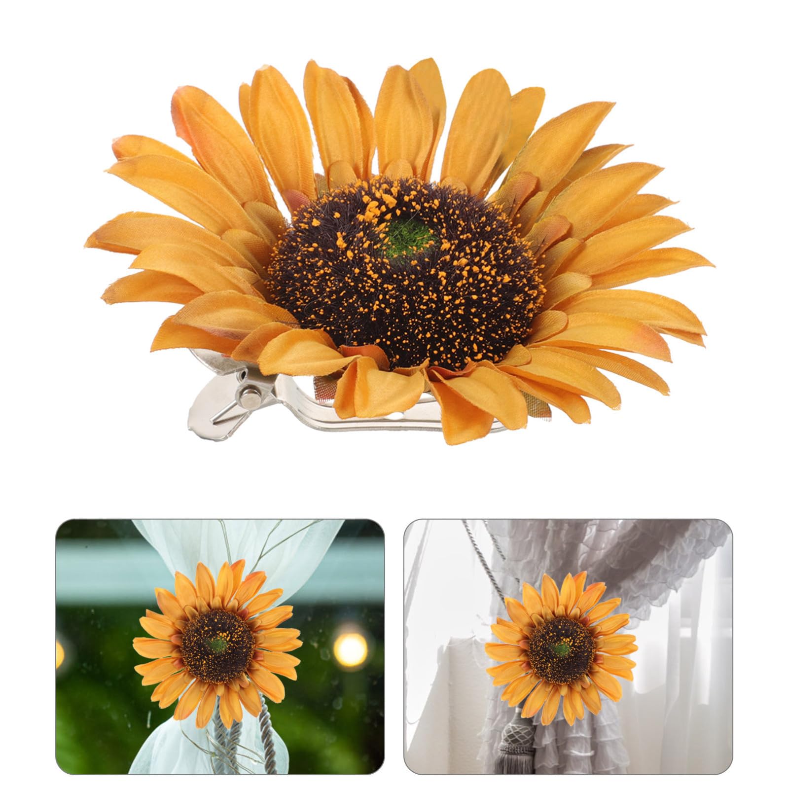 Pinze per Tende a Girasole in Metallo e Tessuto di Seta 2 Pezzi Forte Forza di Serraggio per Decorazione Tende in Hotel