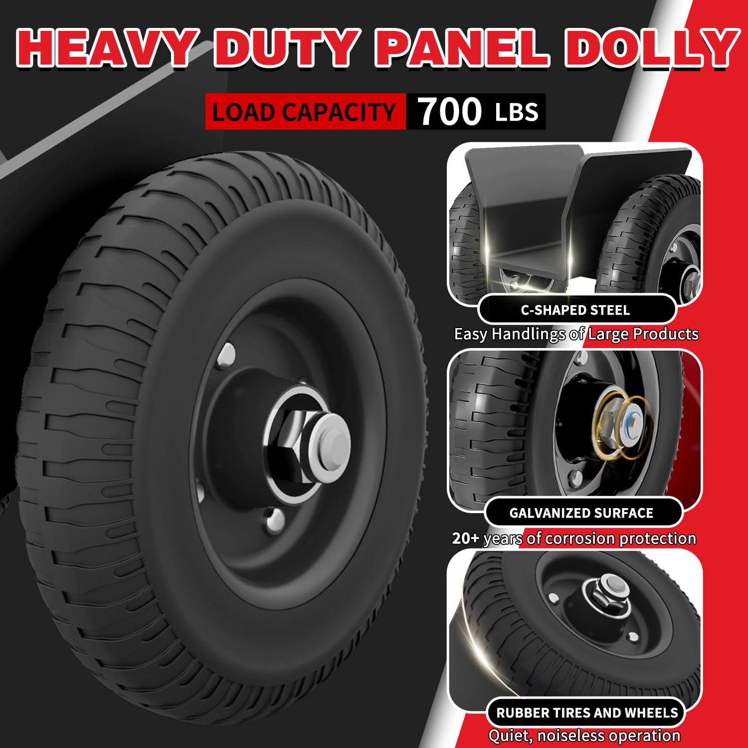 Heavy Duty Panel Dolly - Move Large Panels with Ease -3