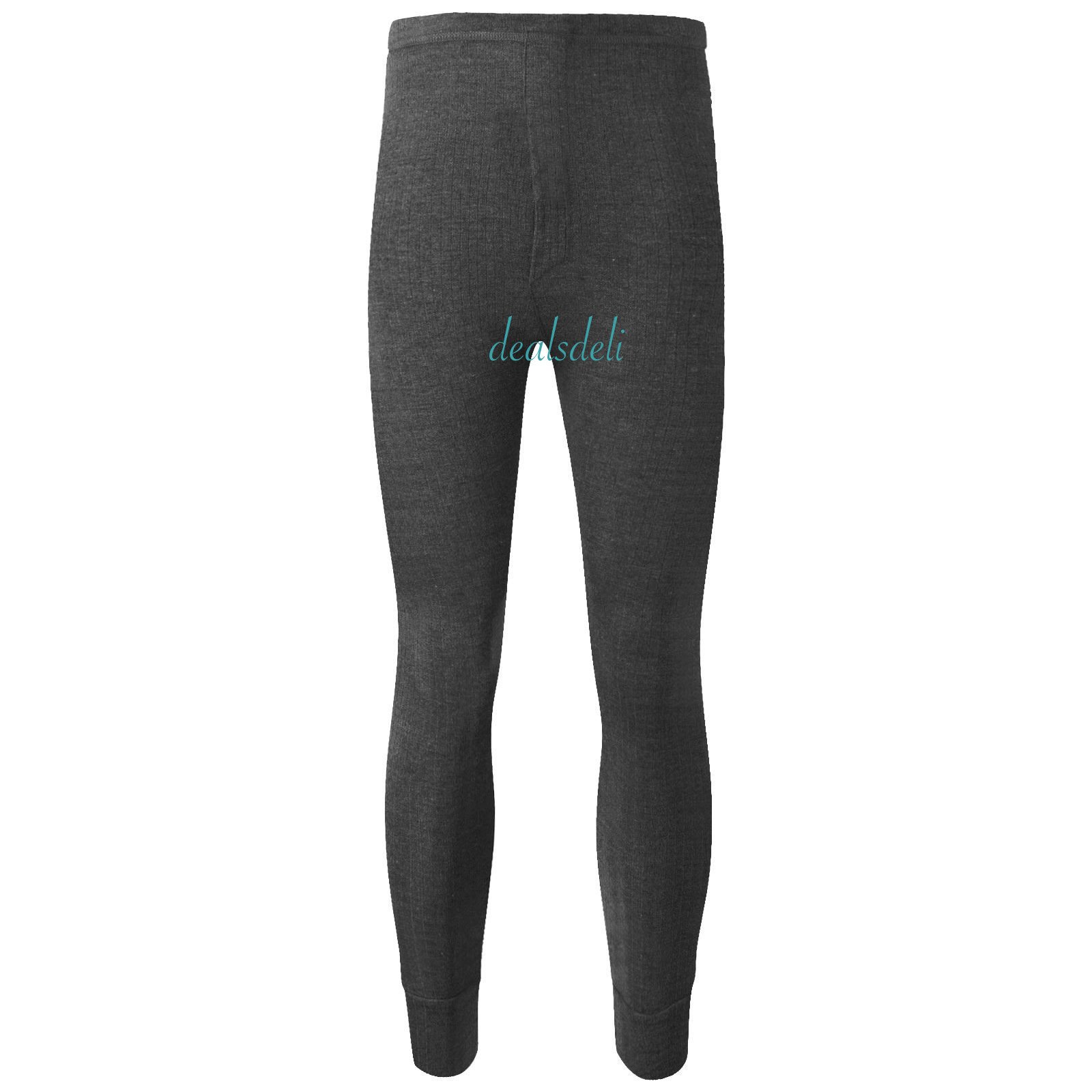 LifeEssentials Mens Warm Thermal Long John Ski Underwear (Large Waist 36-39in(91-99cm), Grey)