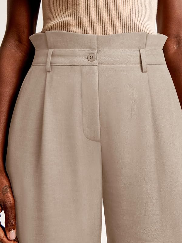 NIMIN Wide Leg Dress Pants Women Business Casual Trousers High Waisted Work Pants 2026 Summer Outfits Fashion Palazzo Slacks with Pockets, Light Coffee Medium by NIMIN - Used condition - Image 3