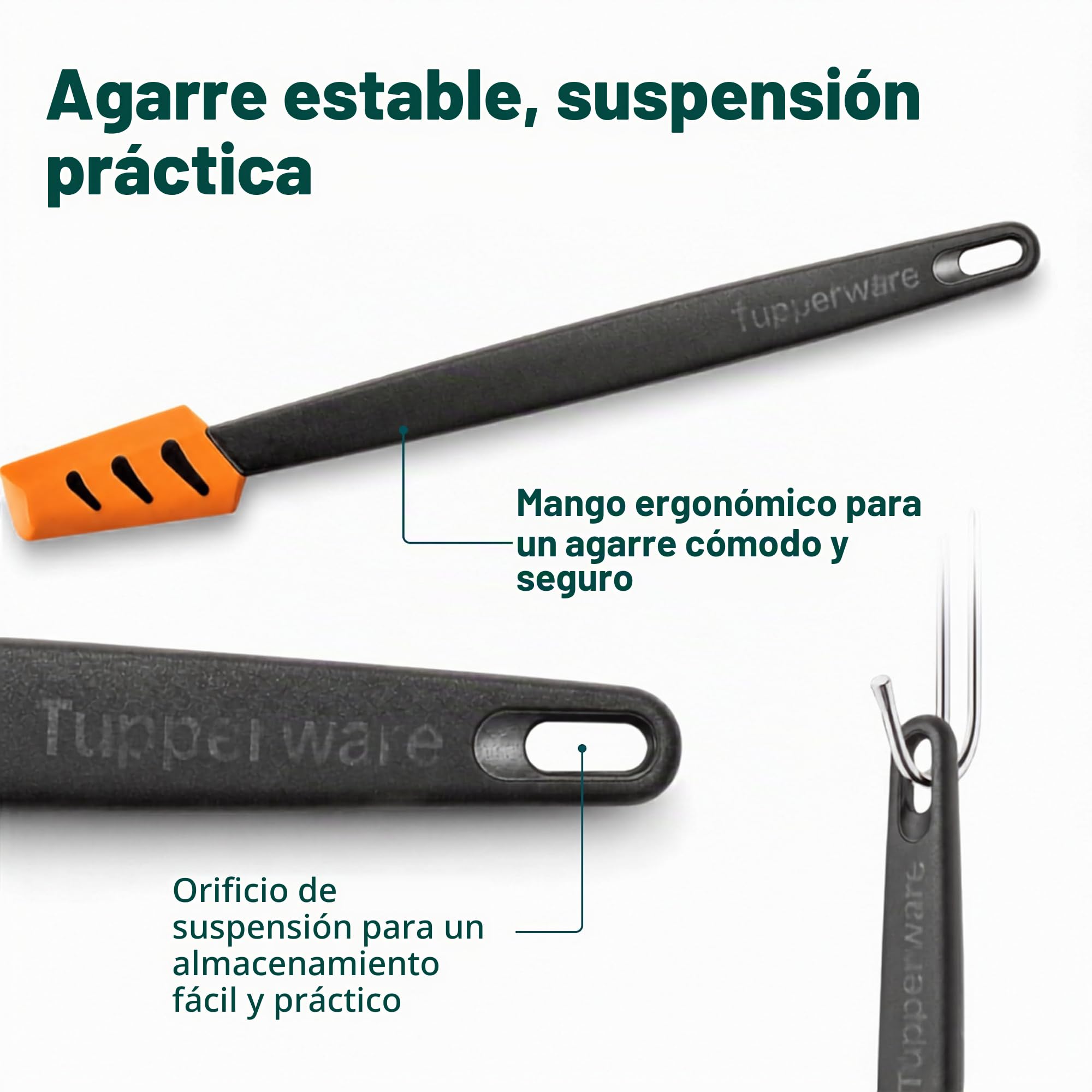 Tupperware D167 Top Rascador de ollas de silicona naranja grande de