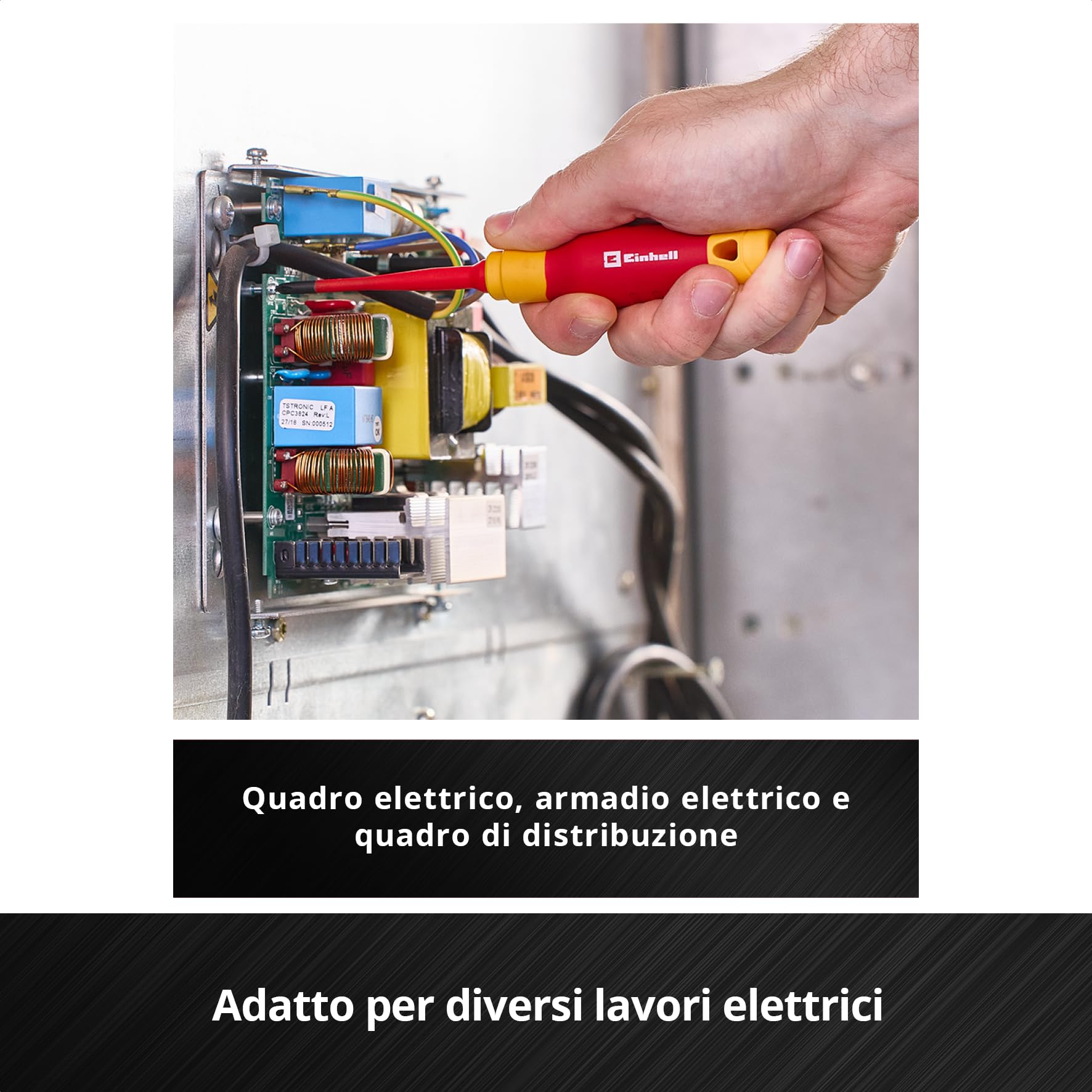 Einhell 5 pezzi set di cacciaviti per elettricisti | Utensili isolati | tester di tensione | lame S2 | impugnature ergonomiche | installazioni elettriche
