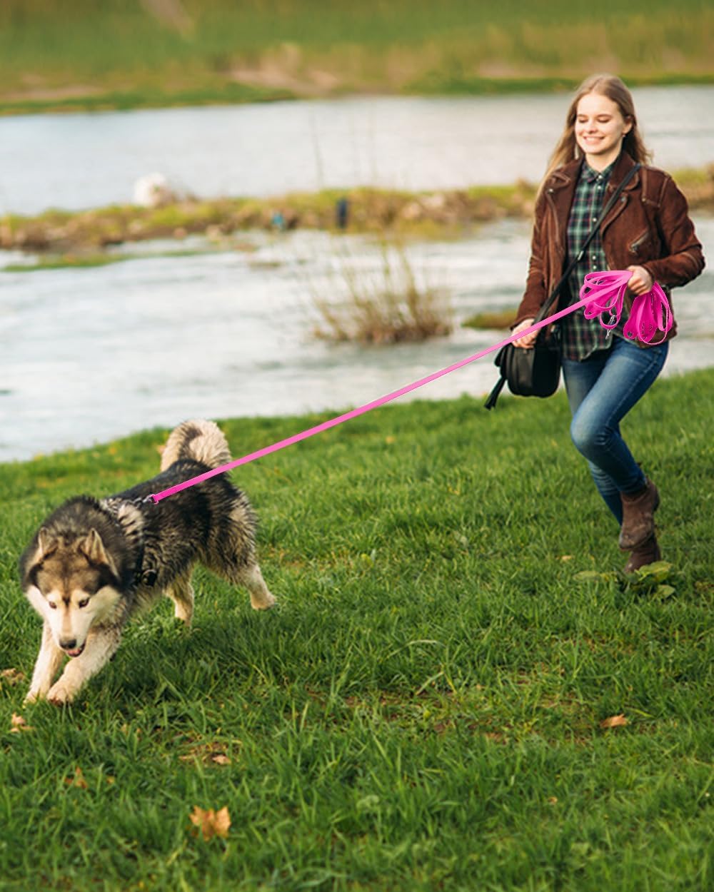 Waterproof Long Leash for Dogs Training 16FT/30FT/50FT, Long Dog Leash Heavy Duty,Dog Lead for Large Medium Small Dogs Outside Walking, Playing, Camping, or Yard(Pink 50FT)