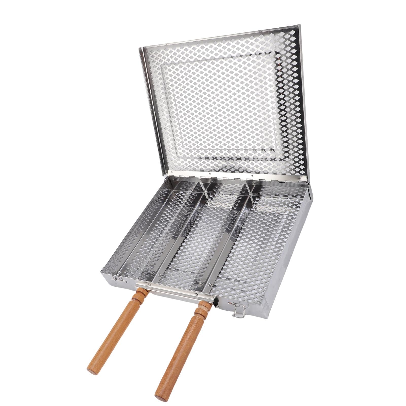 Pongnas Cestello per Barbecue in Acciaio Inox con Divisori Rimovibili – Cestello per Griglia a Rete Fine per Bistecche di Pesce, Verdure e Gamberi – Griglia per Barbecue da Campeggio Portatile per
