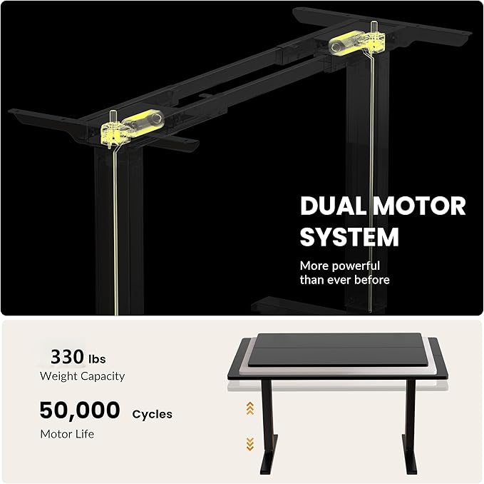 Base de Escritorio de Pie Eléctrica de Doble Motor, Ajustable en Altura, Color Negro miniatura 6