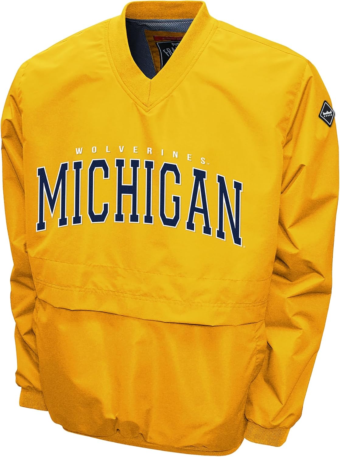 NCAA Michigan Wolverines Adult Yellow Lightweight V-Neck Windbreaker Wind Shirt Pullover Jacket For Men