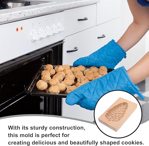 Miniatura 7 de EXCEART Molde de madera para galletas de Navidad, moldes de galletas de piña, cortador de galletas, sellos de prensa de pan de jengibre, molde para
