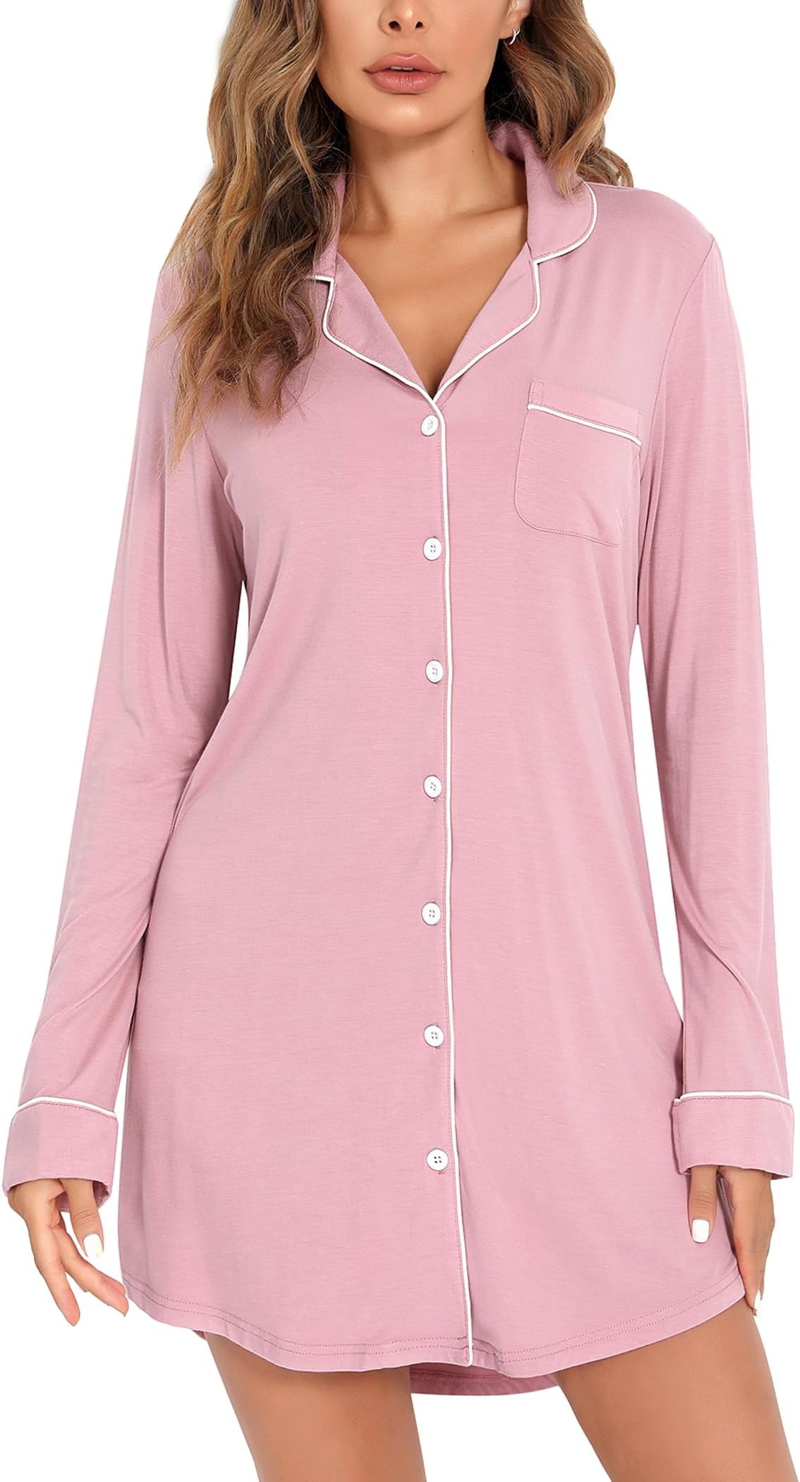 Button Down Night Gowns for Women Birth Hospital Nursing Dress Loose Sleepwear, XXL