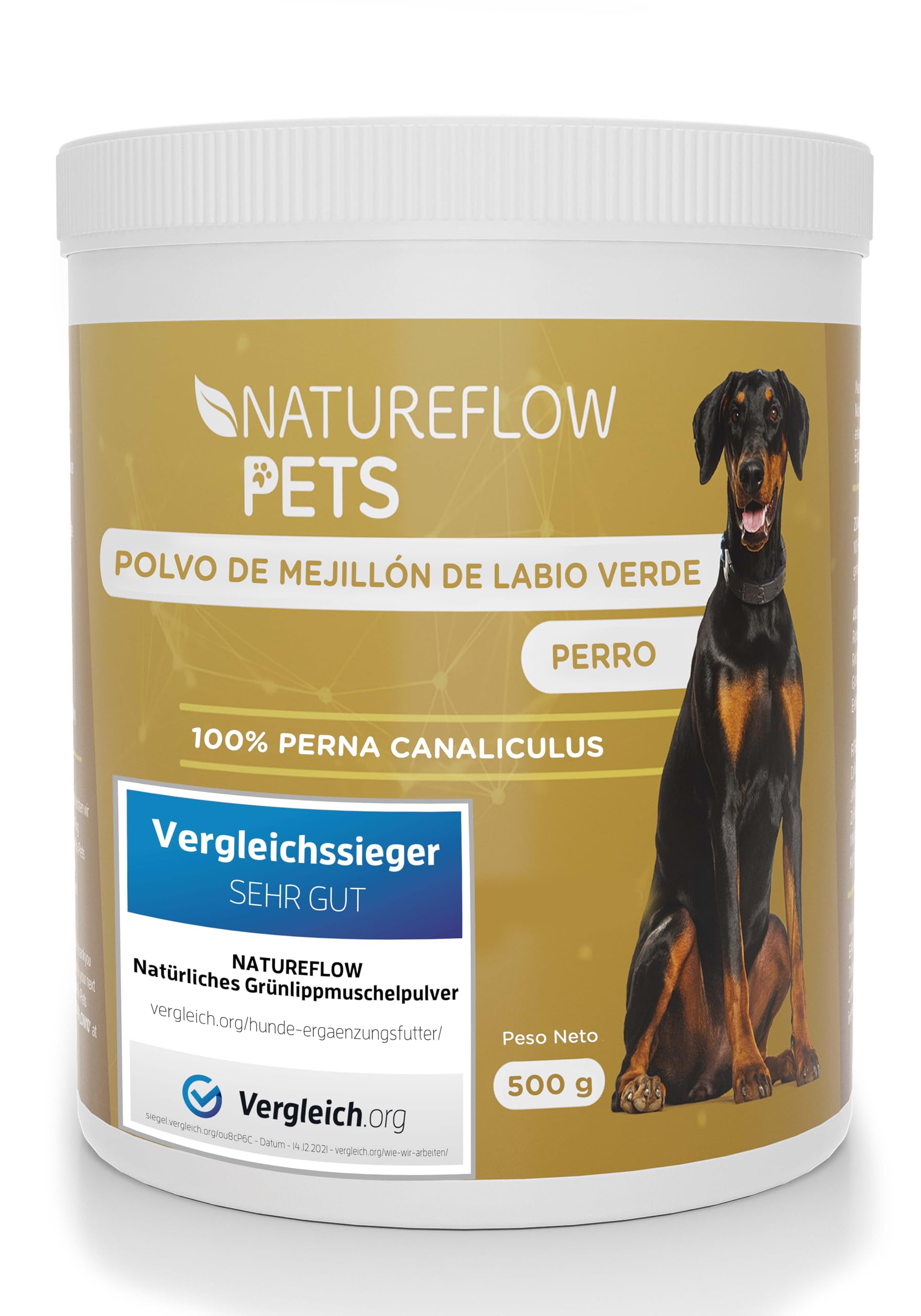 Mejillón de Labio Verde en Polvo para Perros 500g – Suplemento Natural con glucosamina, mejillón Labio Verde Perros, mejillon Labios Verde, 500g de Nueva Zelanda, Apoyo Articular