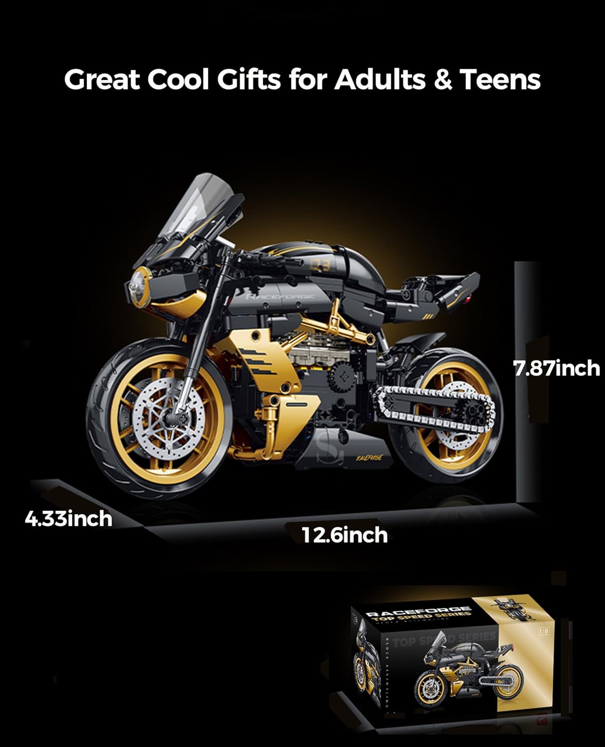 1:8 Motorcycle Building Toys for Adults, STEM Toy Collectible for 14 15 16+ Years Old Boys, Motorcycle Display Model Birthday Gifts(506PCS)