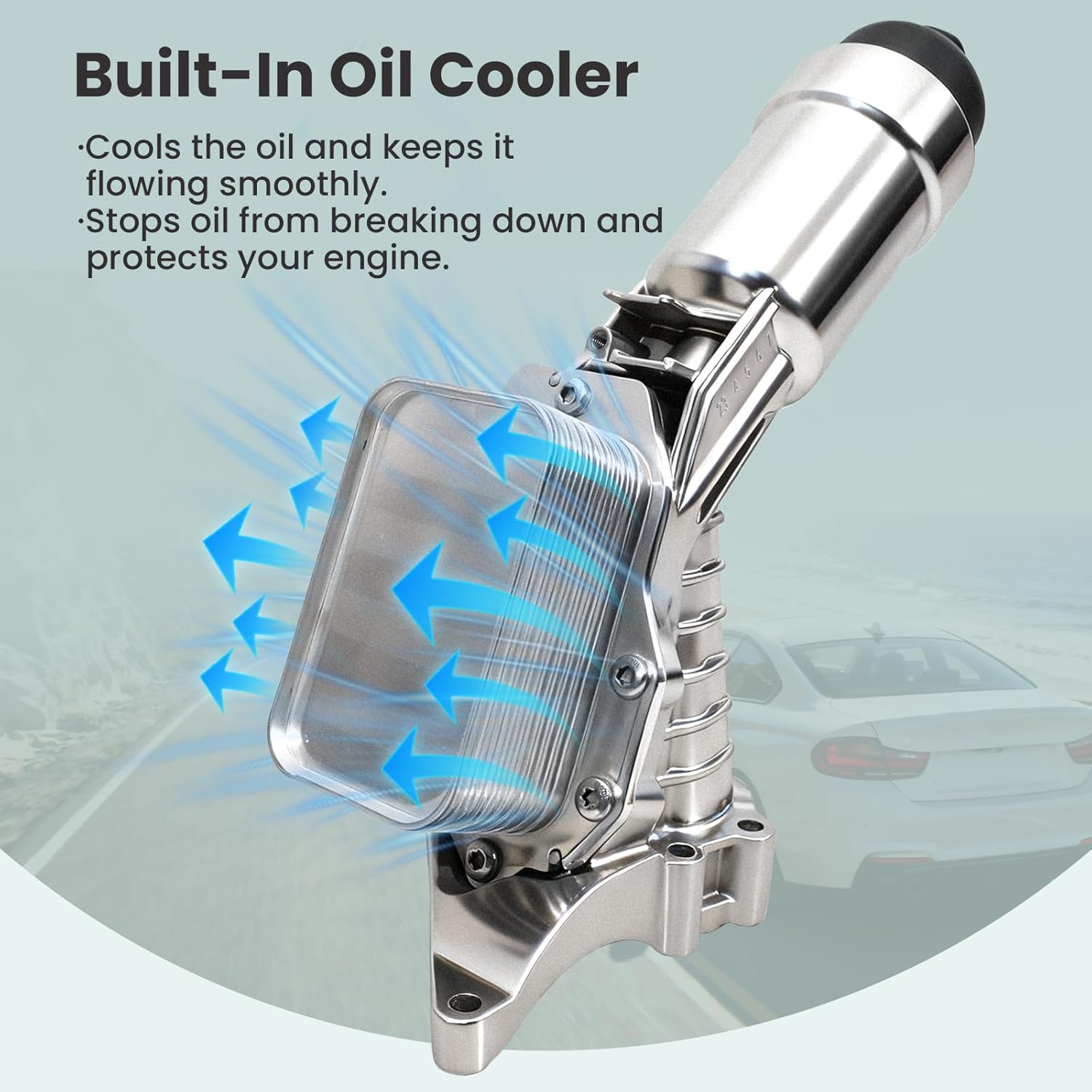 11428651710 11428580415 11428580414 Aluminium Engine Oil Filter Housing Assembly with Oil Cooler & Filter Compatible with BMW 230i 330e 330i 430i 530i 540i X3 X4 X5 X6 Z4 2017-2023