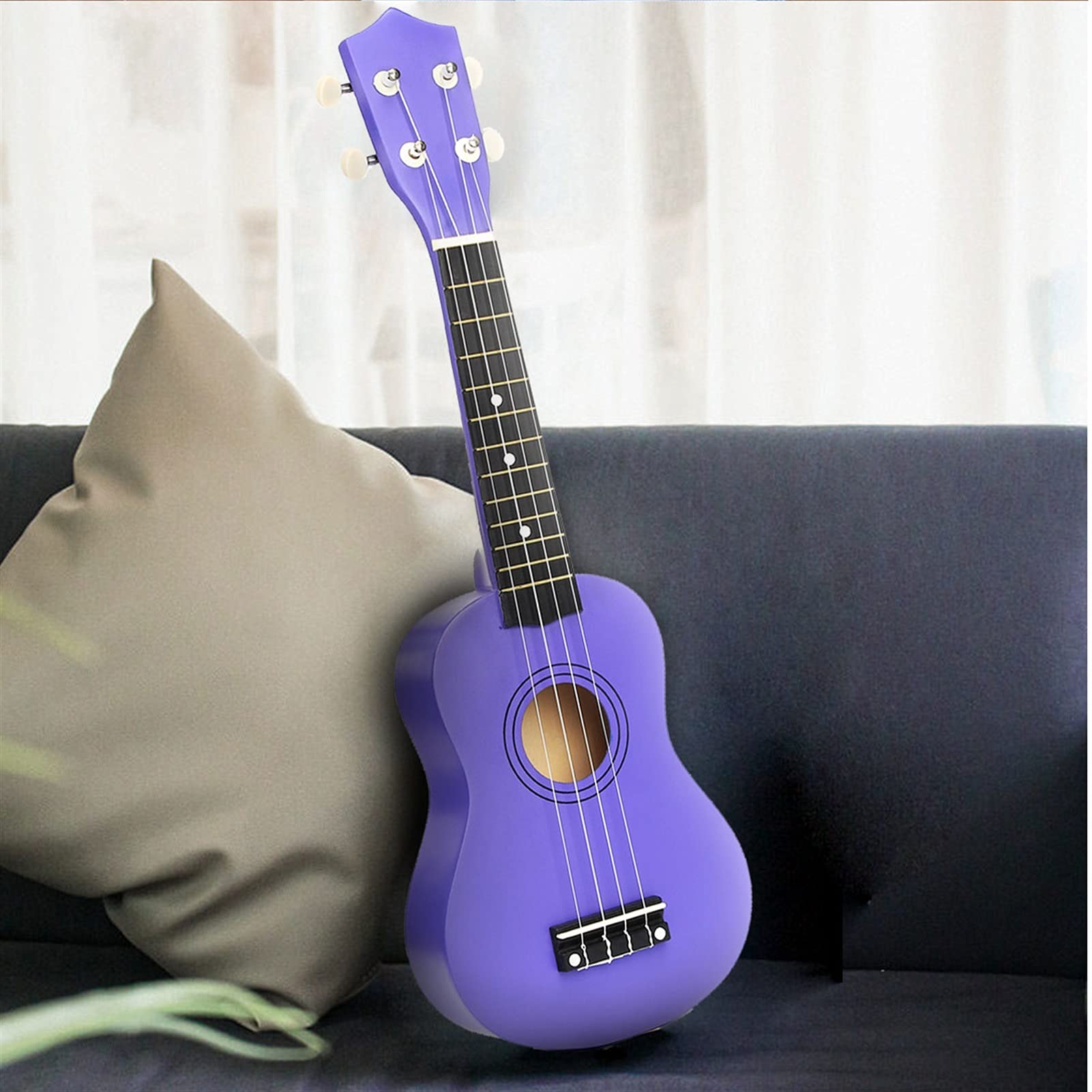 Studente Ukelele 21 Pollici 12 Fret Soprano Soprano Ukulele Ukalele 4 Stringhe Chitarra Hawaiana Instrusione Musicale Set Kit + Tuner + Stringa + Cinturino + Borsa Ukulele Hawaiano