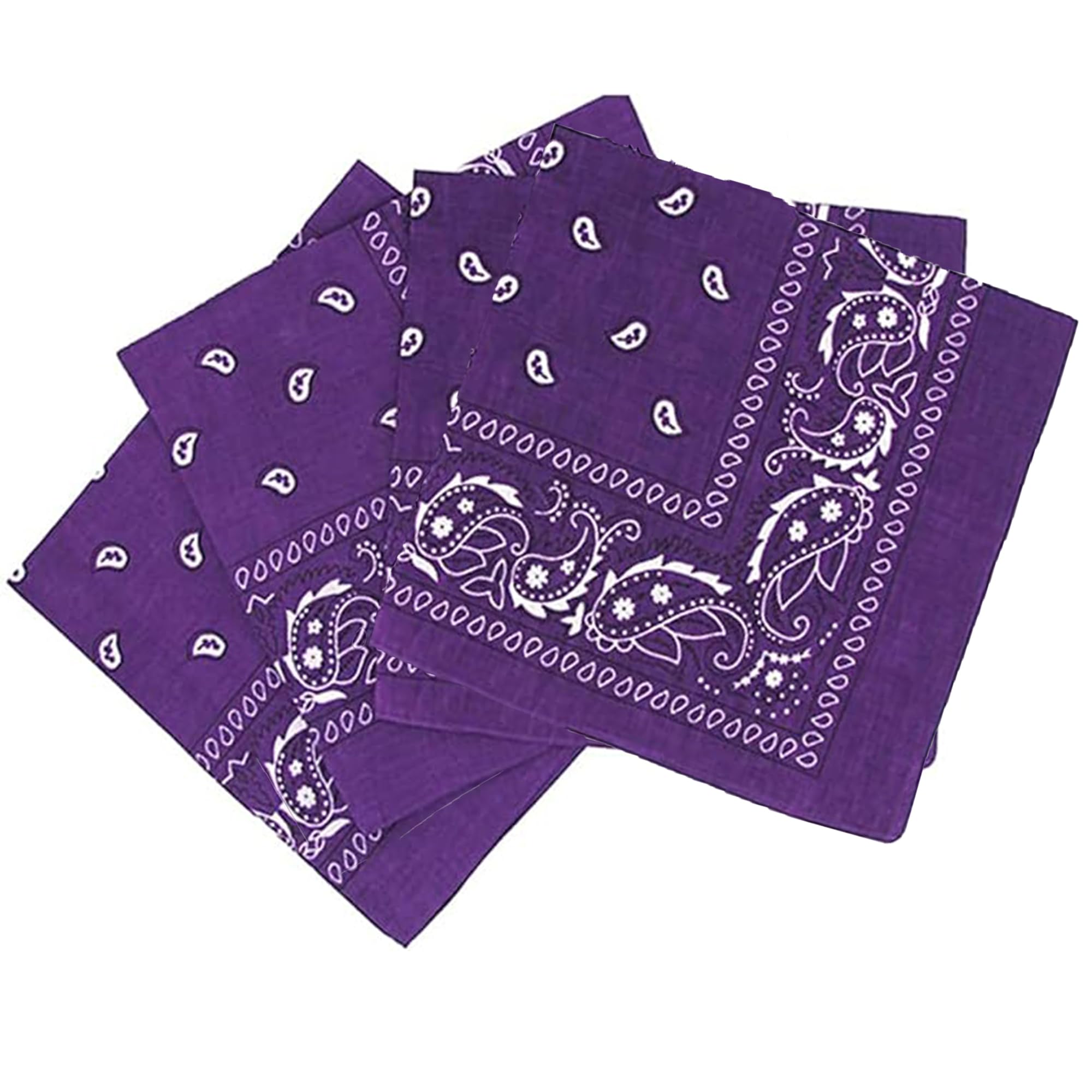 Kav Unisex Purple Pack Of 4 Multi-Purpose Bandanas - Cycling Headband, Face Mask, Neckerchief, Handkerchief For Men & Women - Hip-Hop, Sports