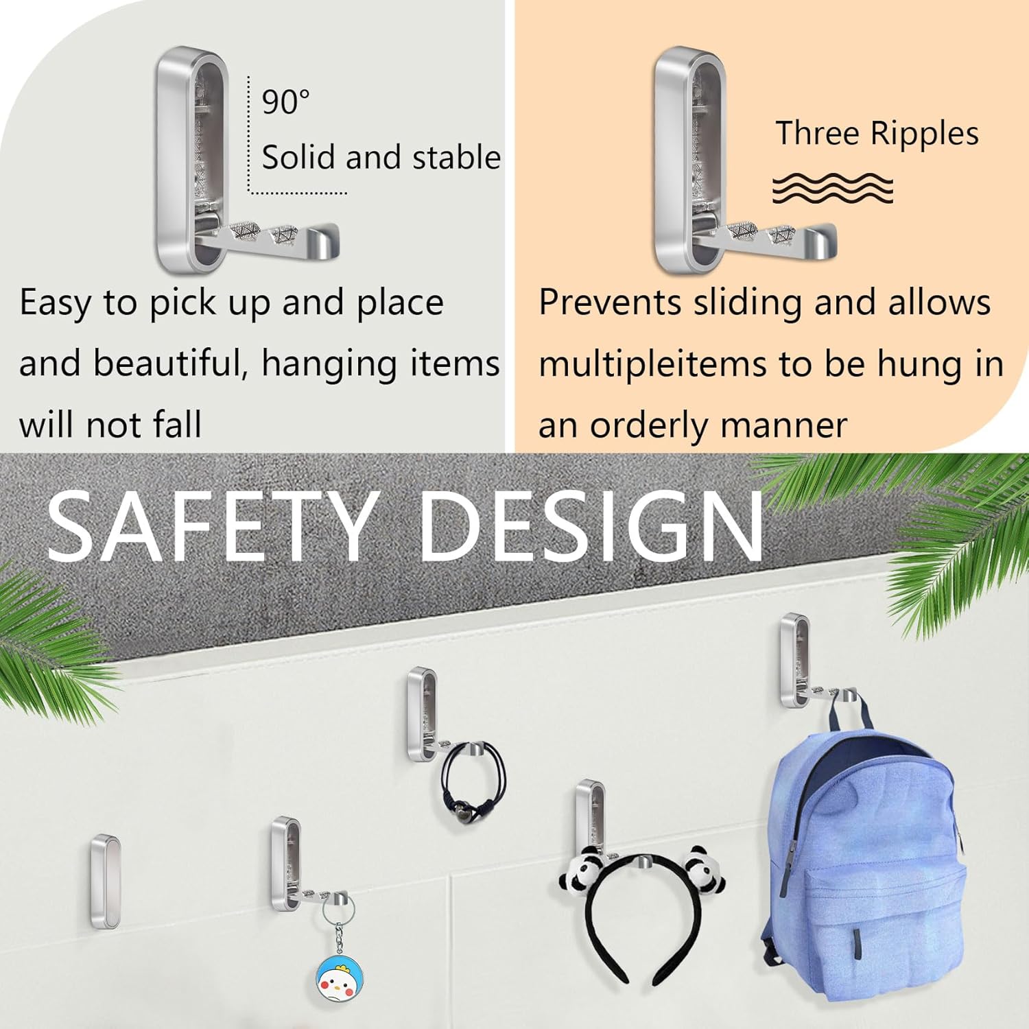 4PCS Foldable Wall Hooks, Heavy Duty Zinc Alloy Folding Wall Hooks, Folding Coat Hooks Wall Mount Bathroom Foldable Towel Hooks for Hanging Clothes, Bags, Hats, Bathrobes, Keys and Kitchen (Silver) - Image 4