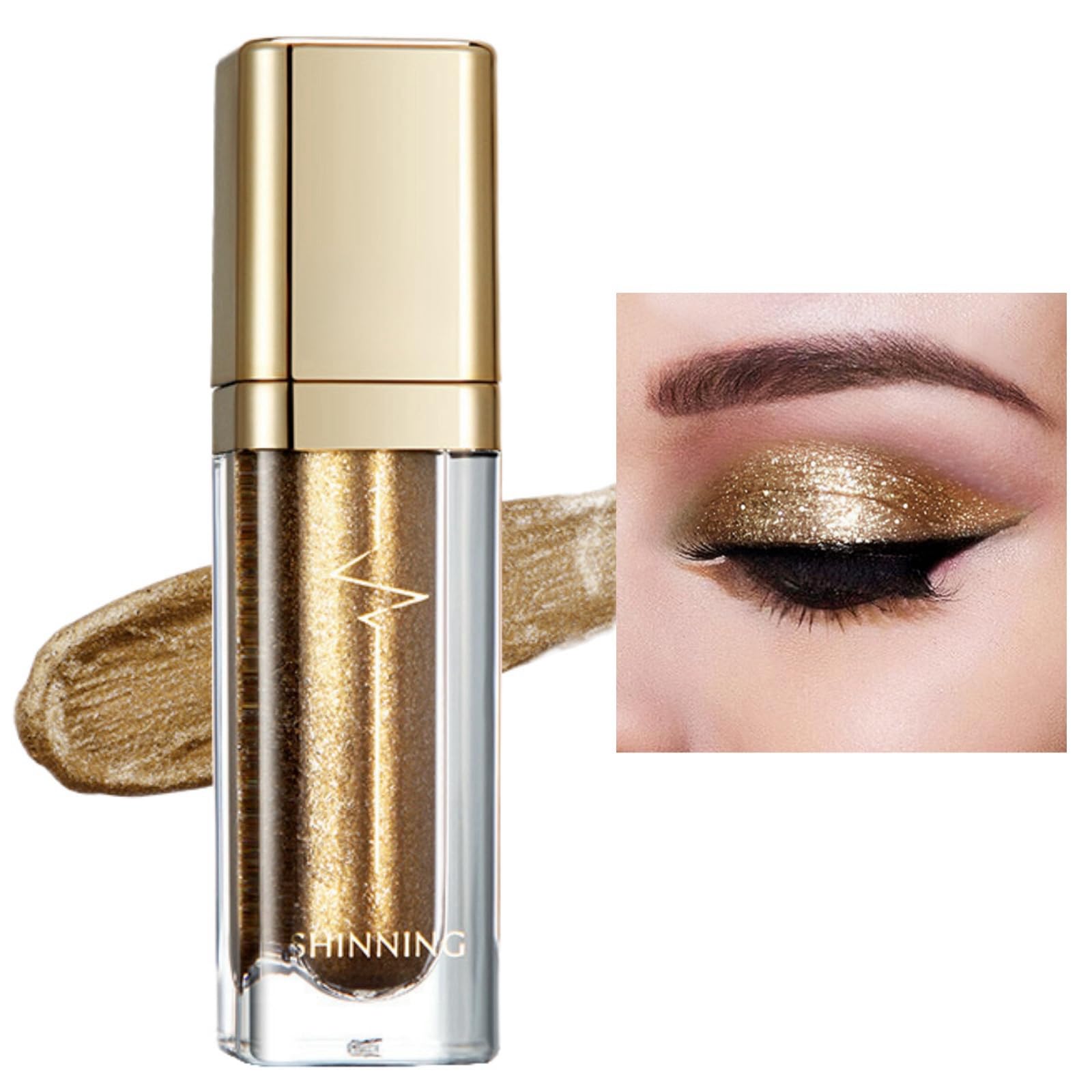 Metallic Matte Shimmer Sparkly Eye Shadows - Liquid, Gold & Quick-Drying Glitter - Waterproof, Long Lasting & Highly Pigmented