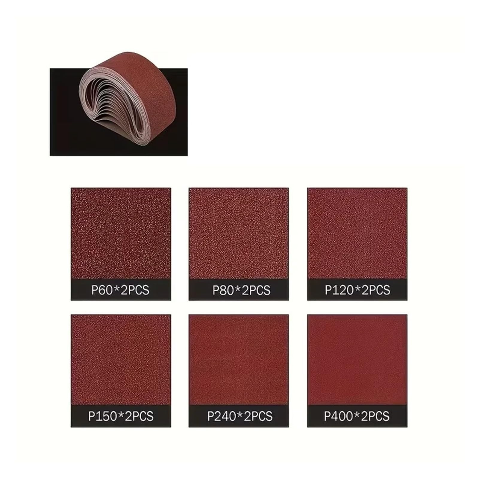Banda de lijado, compatible con lijadoras banda portátiles, grano 60-400 100x915 mm | 12 bandas abrasivas for rectificar piezas y pulir superficies