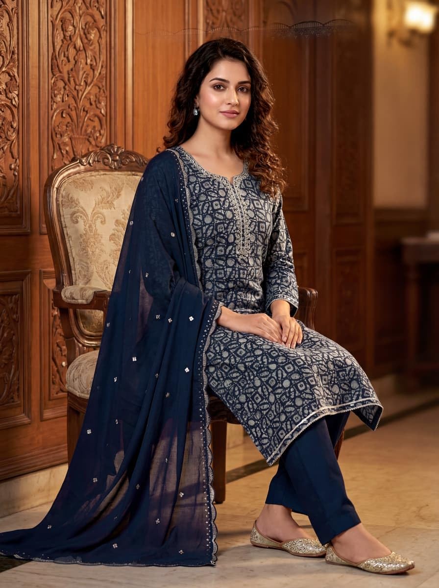 STELLACOUTURE Ready to wear salwar kameez for women, Plus size Indian Pakistani cotton suit, Eid, Wedding, Party 3036-O