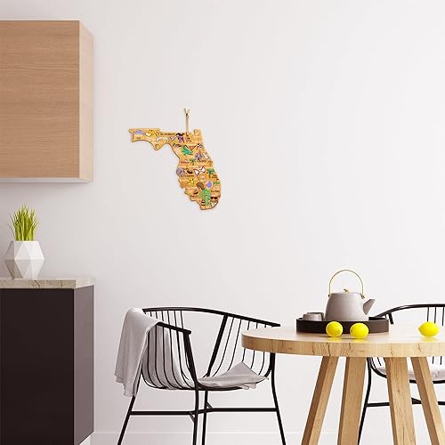 Miniatura 4 de Totally Bamboo Tabla de cortar en forma de estado de Florida y plato de servir charcutería con ilustraciones de Fish Kiss, incluye corbata para