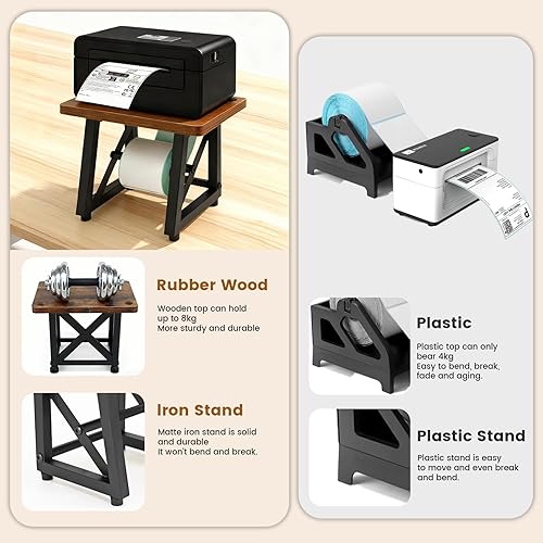 Miniatura 3 de Label Holder for Thermal Printer,Sticker Rolls and Fan-fold Dispenser Holder,Wooden Label Holder for Shipping Label Printer,Office Accessories for