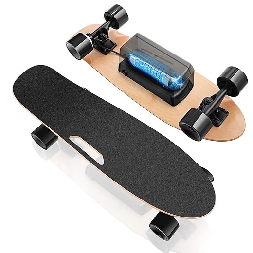 OppsDecor Electric Skateboard with Remote Electric Longboard for Adults&Teens 7 Layers Maple Skateboard Electric for Beginners, 12 MPH Top Speed, 10 Miles Range(US Stock)