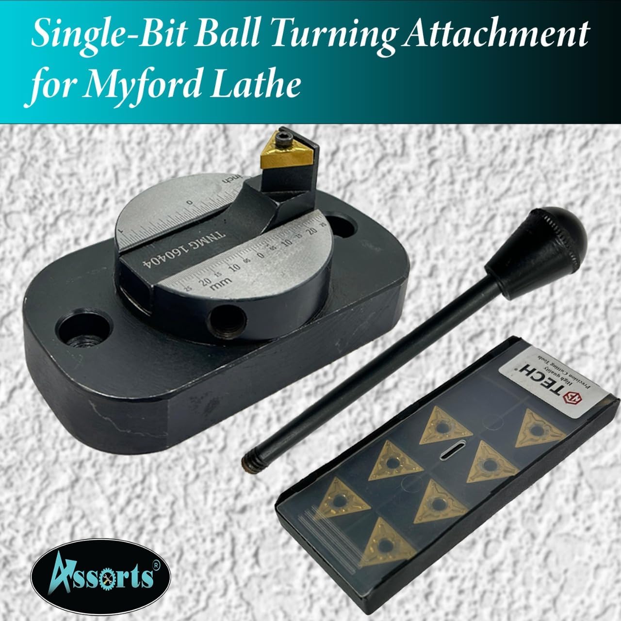 Assorts Ball Turning Attachment (Exclusive Feature of Bearing Base) with Reference Size Scale (Single Bit For Convex Ball) II Supplied in Plastic suitcase