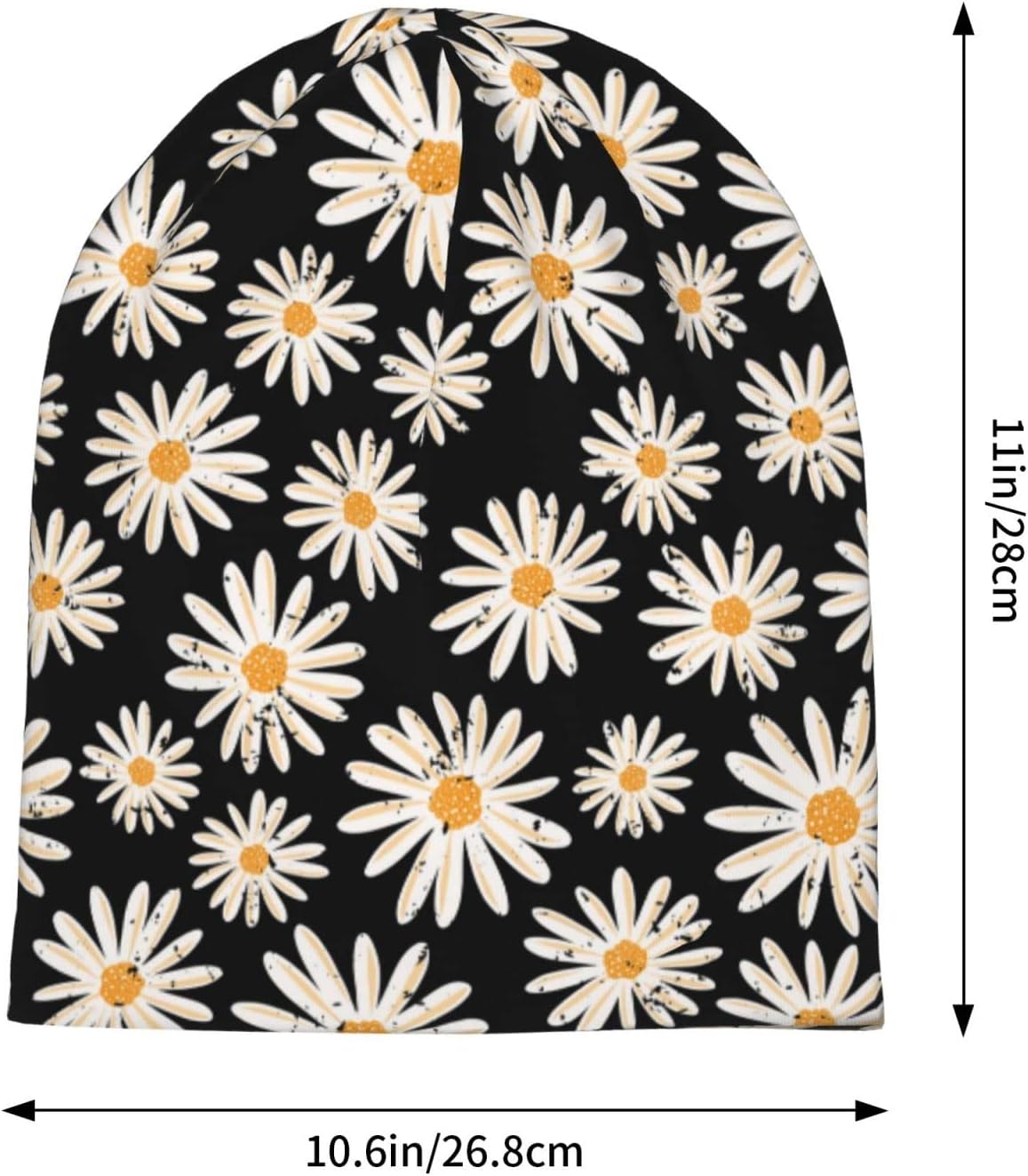 LAIPUTER Vintage Daisy Flowers Beanie Standard Closed Chemo Knitted Hats Baggy Slouchy Skull Cap Cancer Headwear for Women Men - Image 2