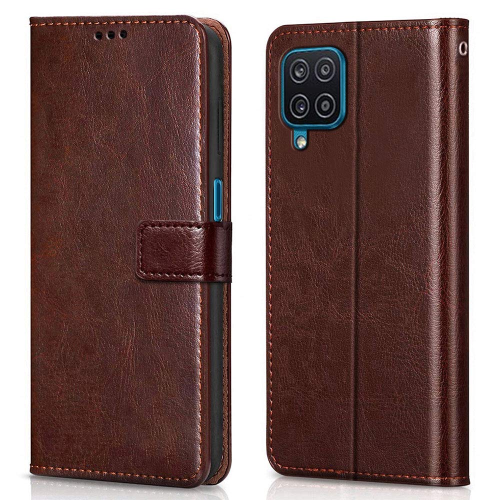 WOW IMAGINE Flip Cover Shock Proof Back Cover Case for Samsung Galaxy A12 | M12 | F12 (Flexible | Leather Finish | Card Pockets Wallet & Stand | Chestnut Brown) (B08YYVPHBT) Amazon Price History, Amazon Price Tracker