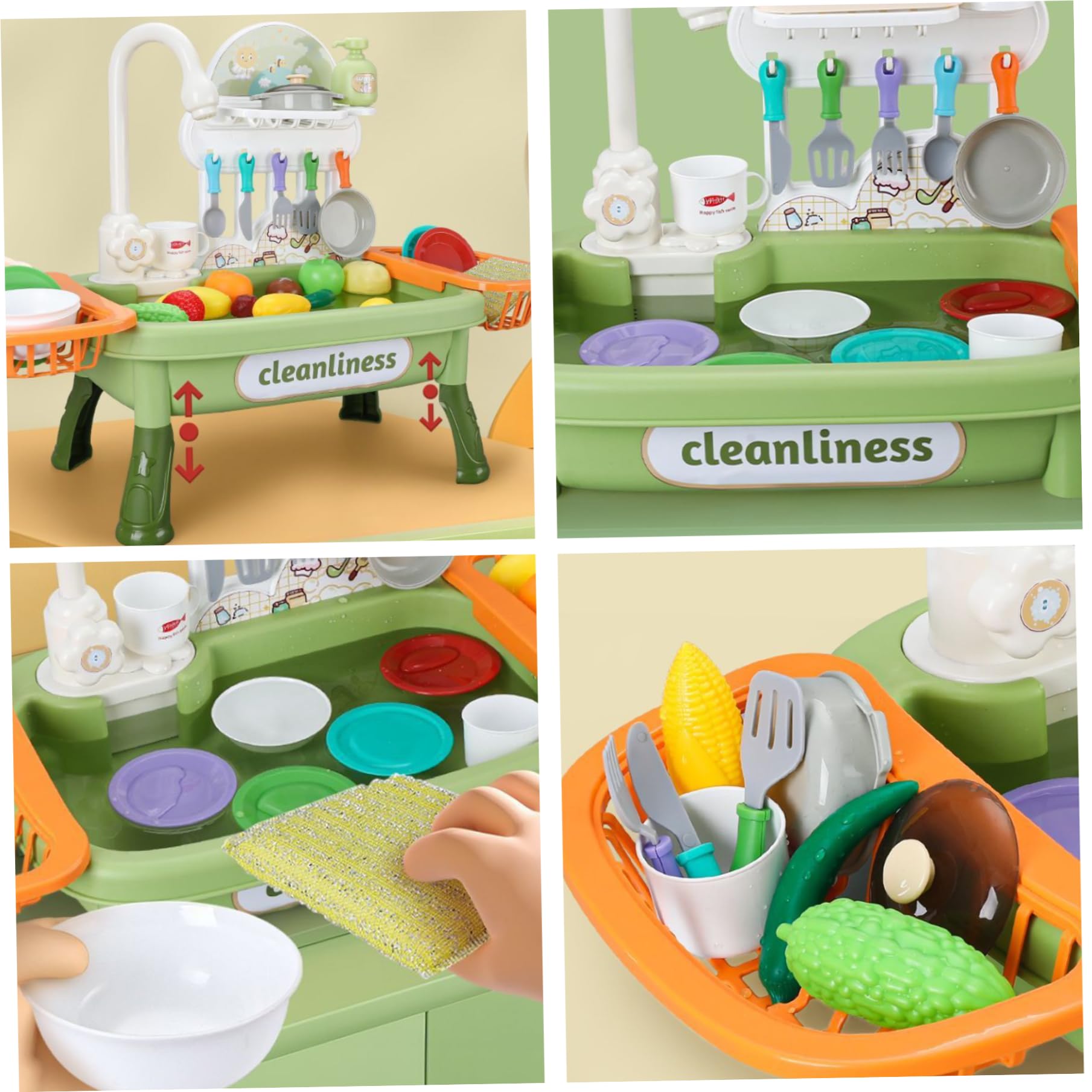Lavandino da Gioco con Acqua Corrente 1 Set Rubinetto Elettrico Girevole Lavandino per Bambini con cestello di Scarico Spazio educativo interattivo Staccabile Gioco per Bambini di Ruolo -