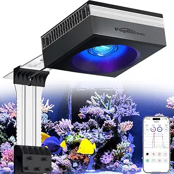 PopBloom RL115 Reef LED Light, 115W Aquarium Lighting for Corals and Saltwater Fish Tanks, Built-in Timer, APP Control