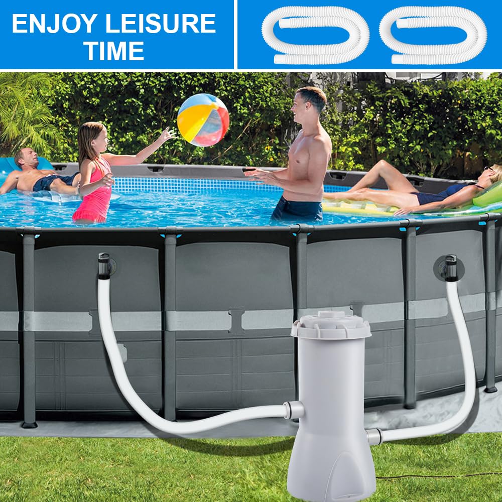 2Pcs Tuyau Piscine 32mm, 1.5m Tuyau de Rechange pour Piscine avec 6 Clips de Sécurité et 2 Raccord de Tuyau, Tuyau Filtration Piscines pour Piscines Hors Sol, Spa