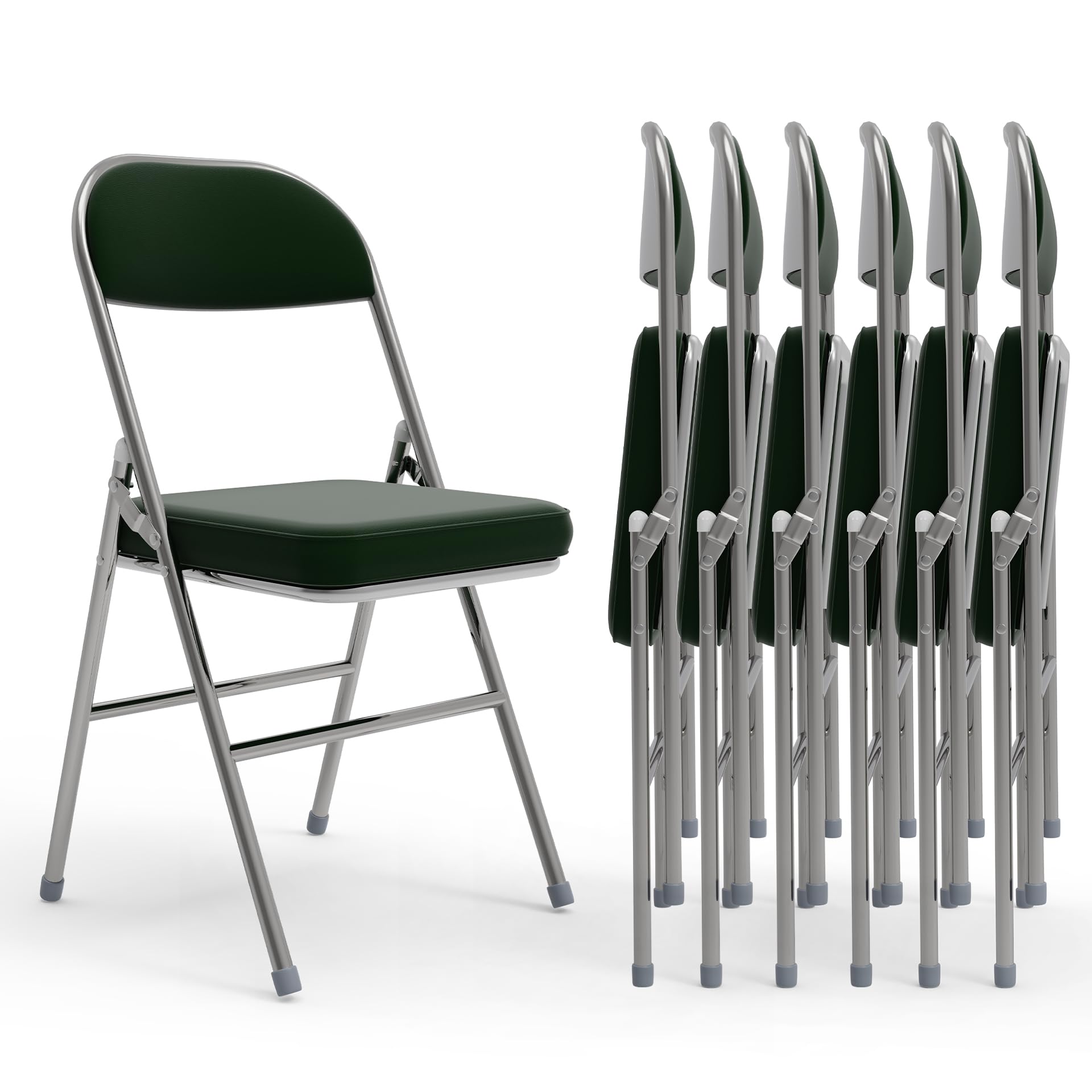 ARunThLana - Juego de 6 sillas plegables cómodas, sillas plegables de piel de cocina con cojín grueso, sillas de comedor plegables adecuadas para cocina, terraza, jardín, verde