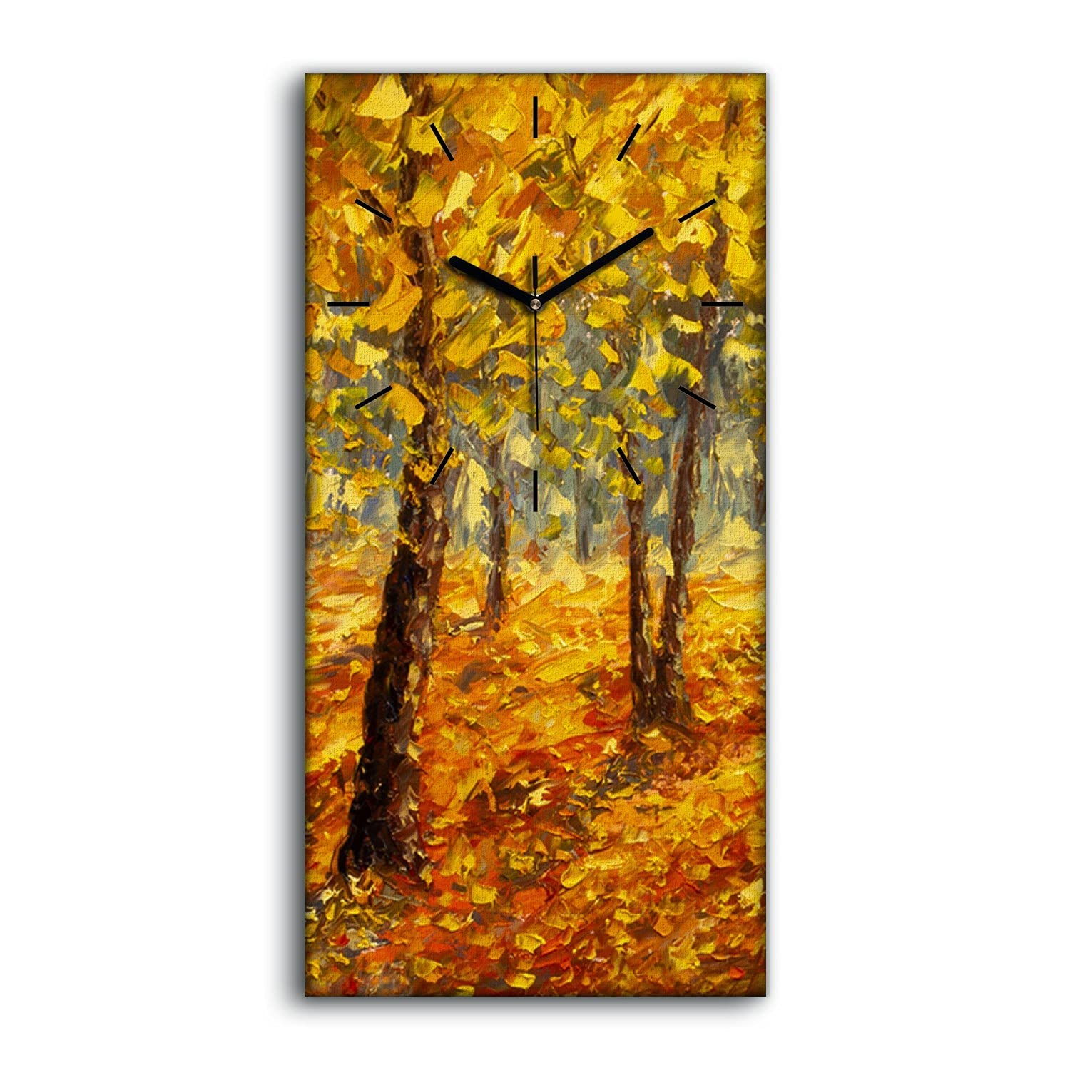 Horloge sur toile 30x60cm décoration art mural nature arbres d'automne