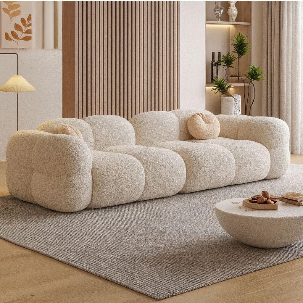 LEGACY OF COMFORT Prith Boucle Modern Cloud Sofa Upholstered 3 Seater Sofa Three Seater Sofa for Living Room Hotels & Offices (Ivory)-image-20