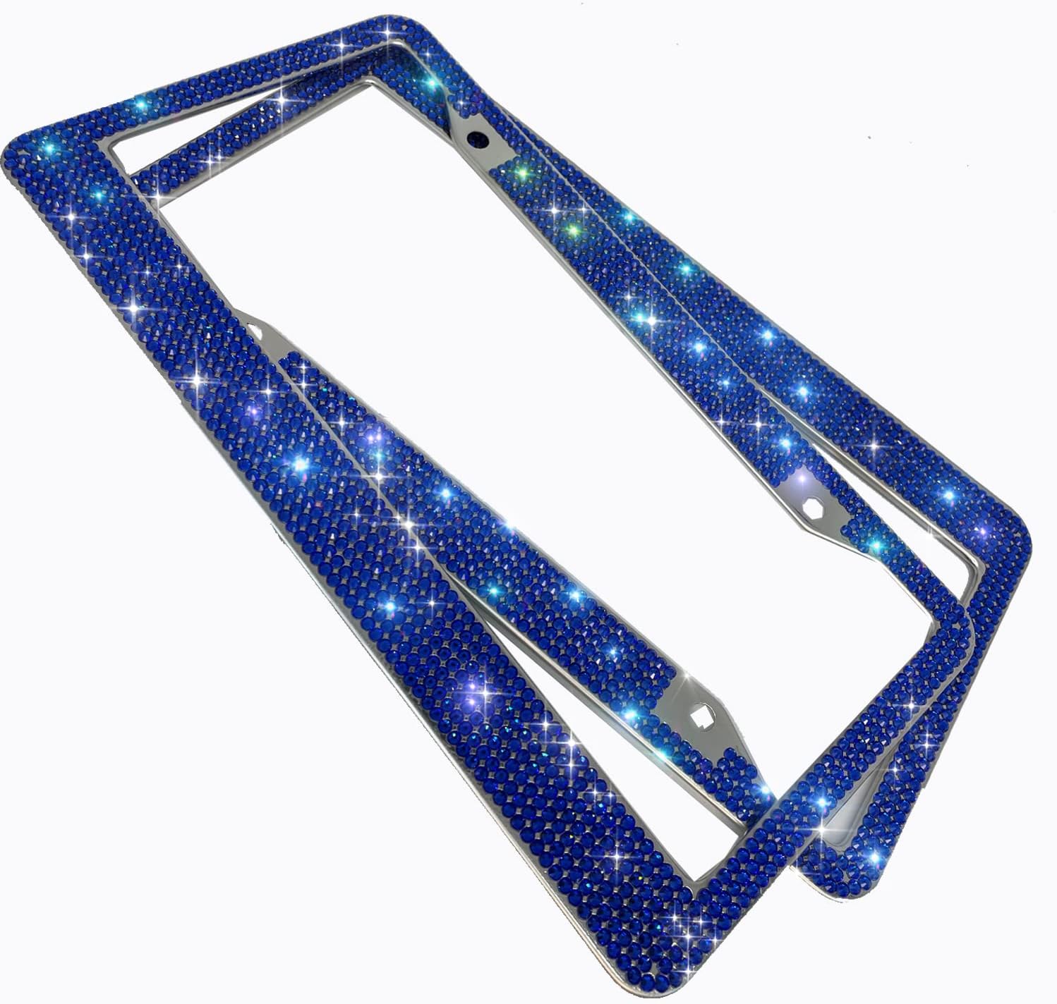 Bling License Plate Frames with High End Ribbon Gift Box,2 Pack Rhinestone License Plate Frame,Handcrafted Crystal Premium Stainless Steel Bling License Plate Frame for Women,Party,Birthday,Xmas Gift