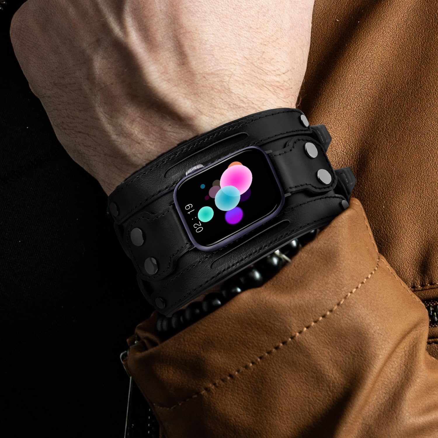 VIQIV Correa de reloj inteligente compatible con Apple Watch de 38 mm, 40 mm, 41 mm, 42 mm, 44 mm, 45 mm, 49 mm, correas de reloj inteligente para iWatch Series Ultra/9/8/7/6/5/4/3/2/1/SE para hombres