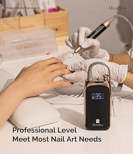 Miniatura 4 de MelodySusie Taladro eléctrico de uñas, recargable 30000RPM Efile para uñas acrílicas, lima de uñas portátil con juego de 6 brocas de uñas, SR3 Jade