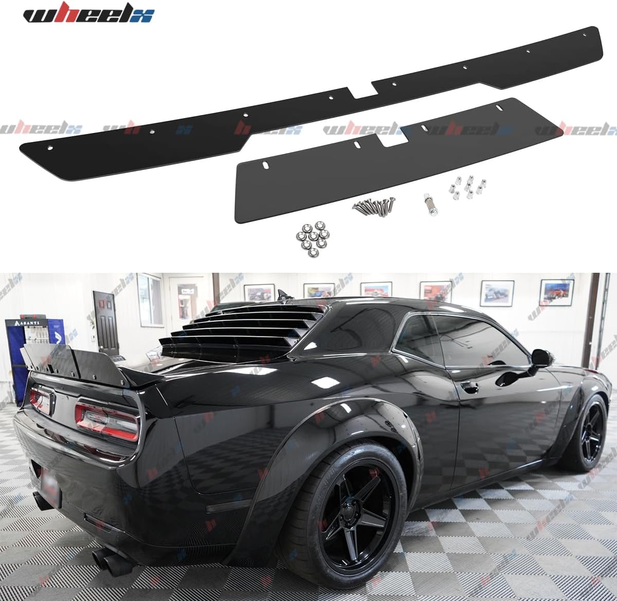 Rear Wickerbill Spoiler Compatible with 2015-2023 Dodge Challenger RT SRT Scat Back Hellcat, Venom Series Style, 2Pcs Wicker Bill Trunk Tail Deck Lid Wing Lip with RivNut Tool