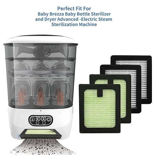 Miniatura 3 de Paquete de 4 filtros HEPA avanzados compatibles con el secador de biberones Baby Brezza Advanced y Baby Brezza Baby Biberon, piezas de repuesto de