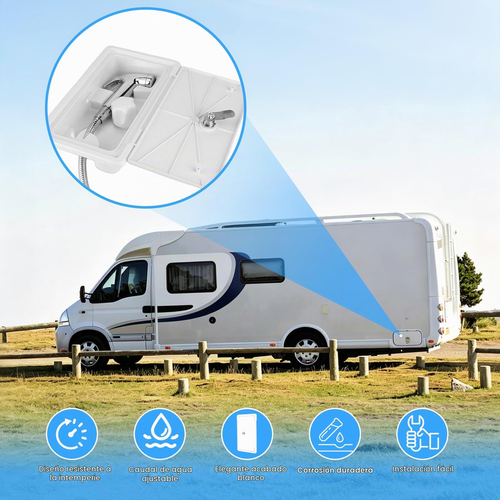 Ducha Camper para Camping, Mezclador Frío/Caliente 1.5 M