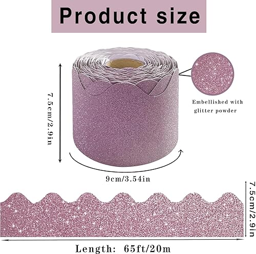 Miniatura 56 de Bordes de tablón de anuncios de 65 pies, bordes festoneados brillantes, borde decorativo para póster, decoración de aula para escuela, tiras de Verde