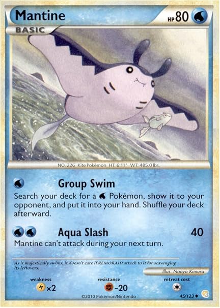 Amazon Com Pokemon Mantine 45 123 Heartgold Soulsilver Reverse Holo Toys Games